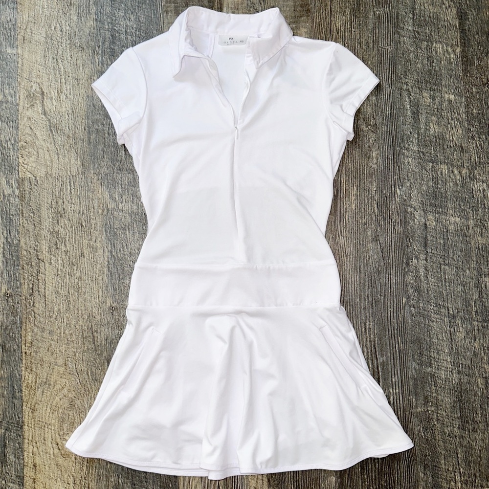 OLAYA SPORT white mesh back Reflect Golf mini athletic dress XS